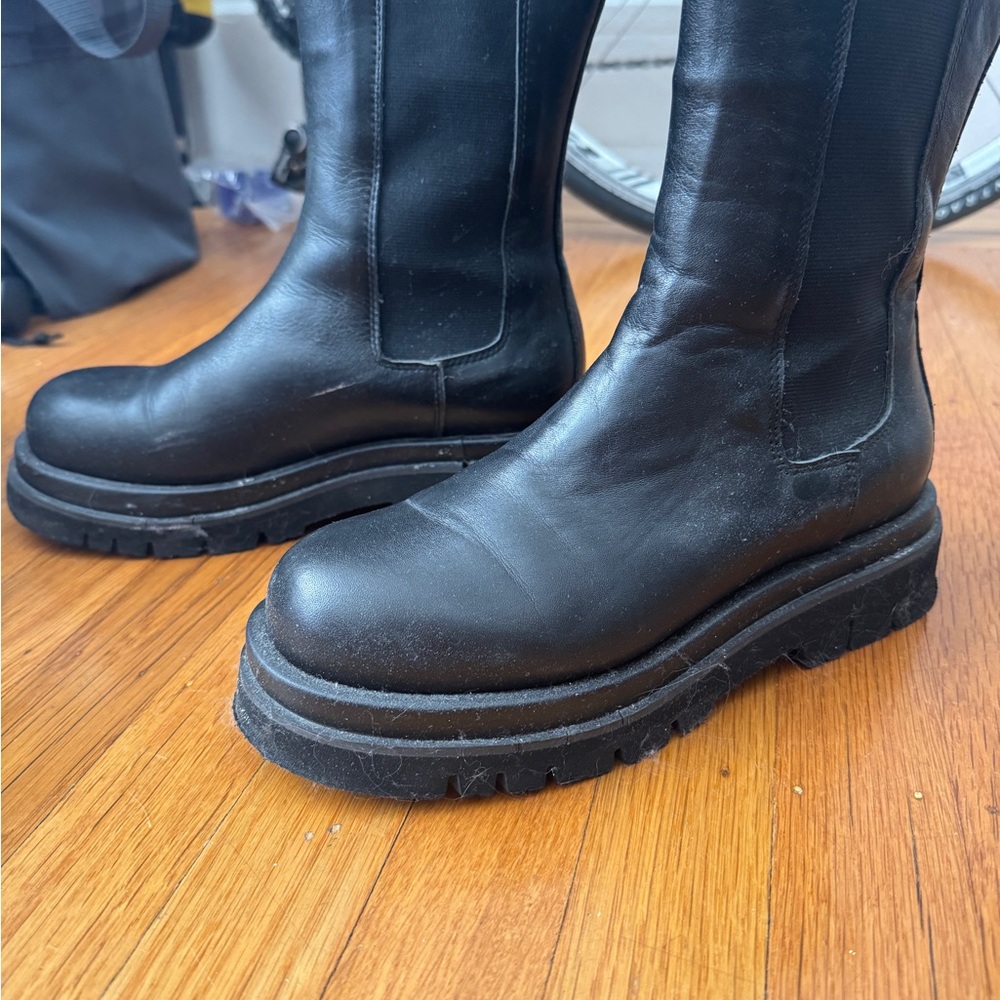 Ducie London Lug Black Leather Boots